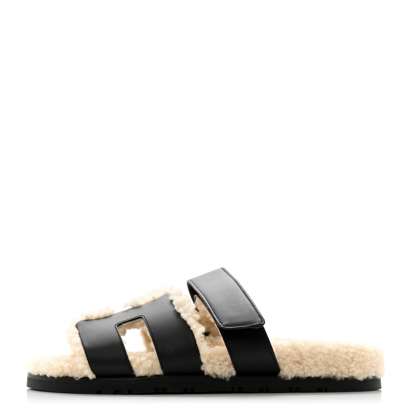 Calfskin Woolskin Chypre Sandals 37 Black Ecru
