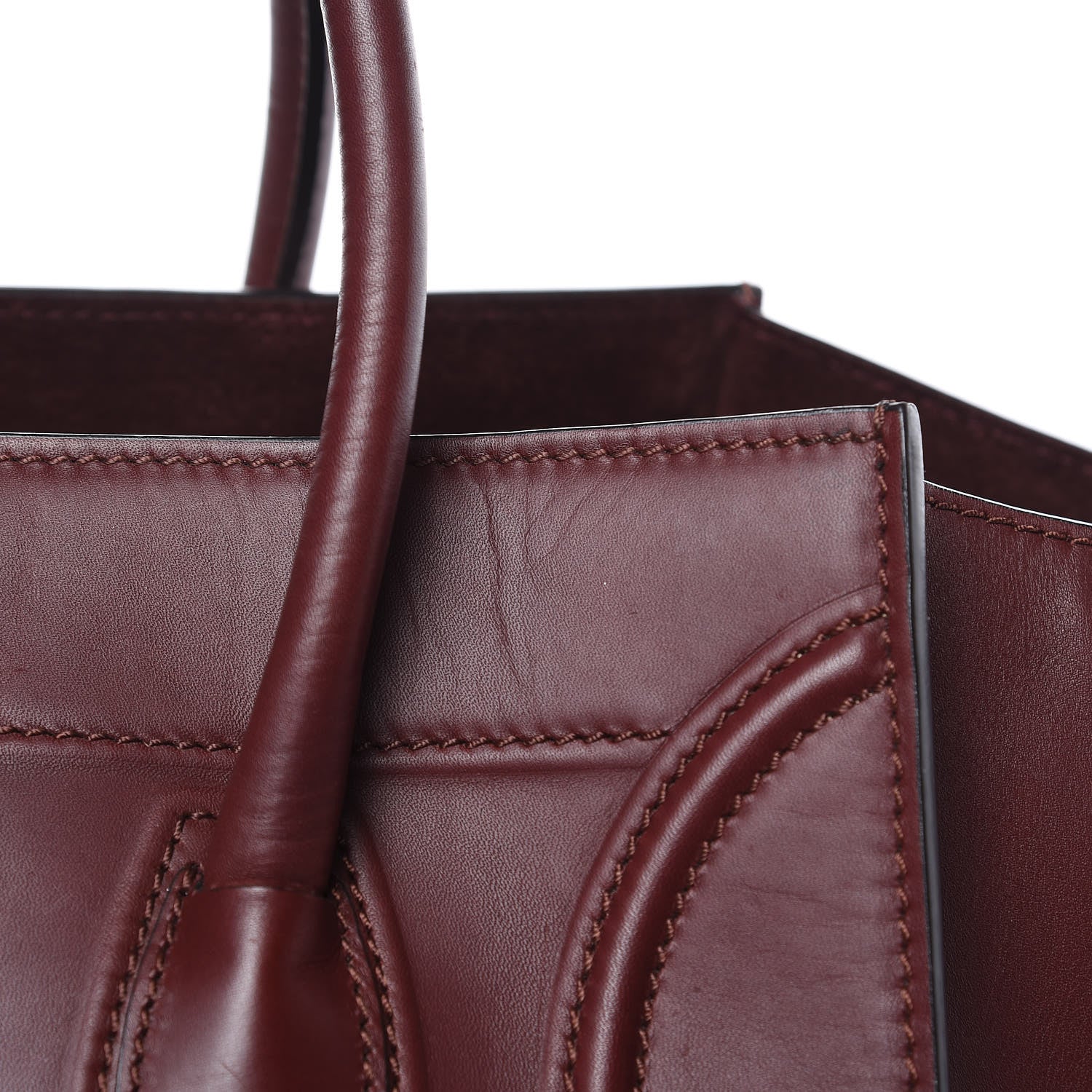 Celine Natural Calfskin Medium Phantom Luggage Burgundy 14 of 16