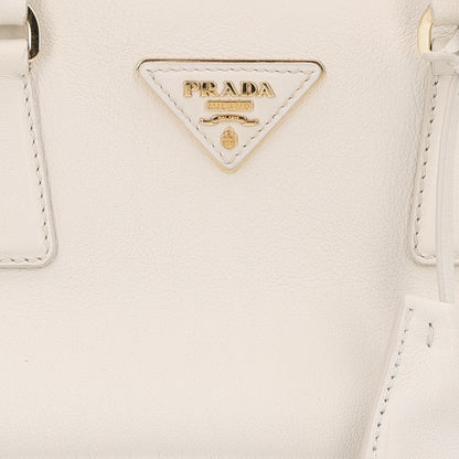 Prada Soft Grain Medium East West Galleria Double Zip Bag White 7 of 9