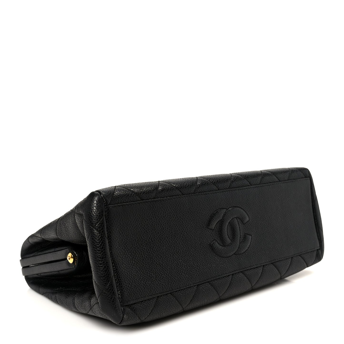 Caviar Quilted Kisslock Shoulder Bag Black