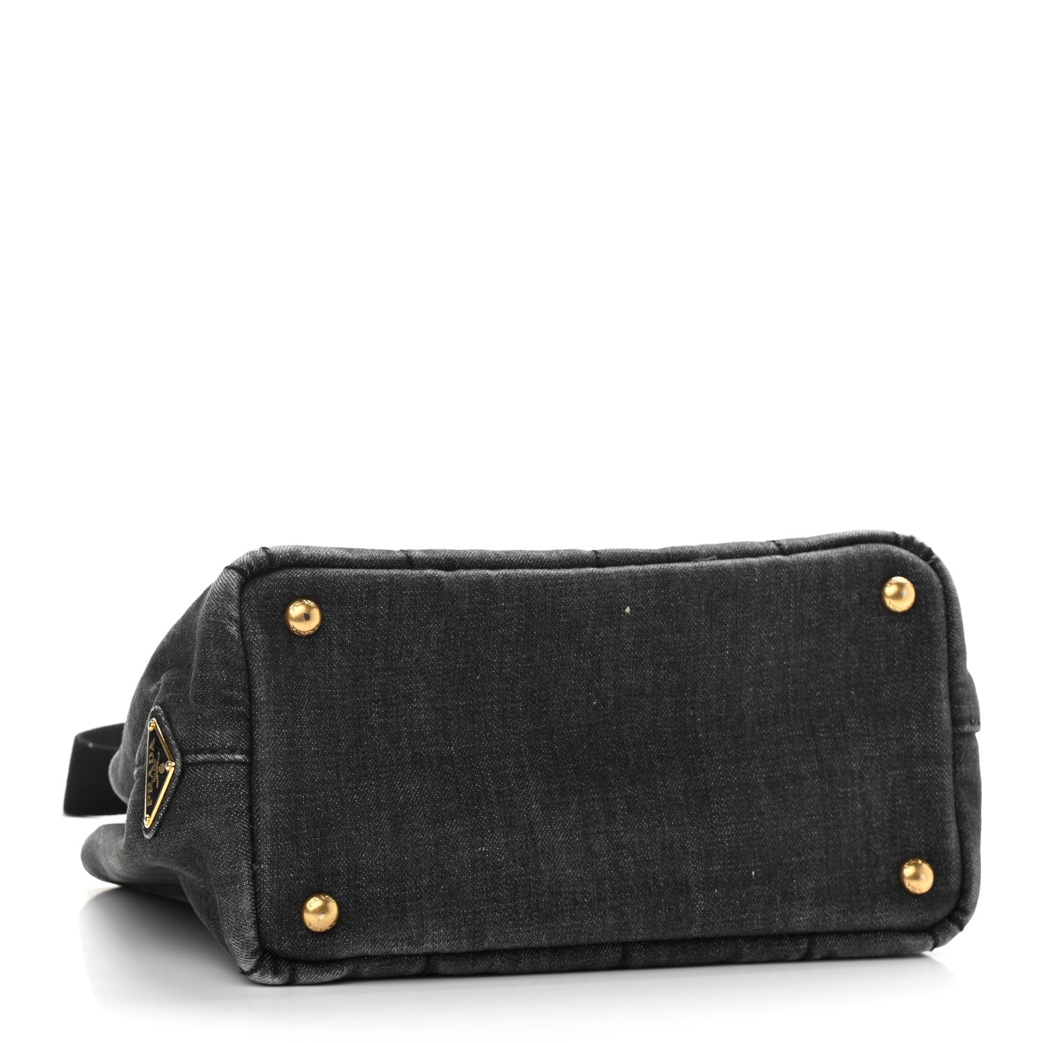 Prada Denim Logo Tote Black 4 of 12