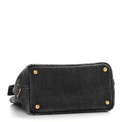Prada Denim Logo Tote Black 4 of 12