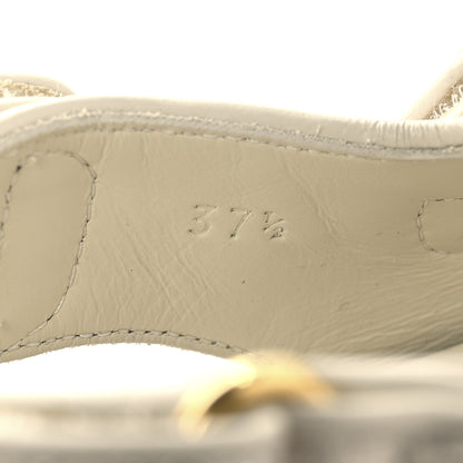 Gucci Canvas Lame Crystal GG Monogram Double G Womens Dad Sandals 37.5 Gardenia Silver Mystic White 7 of 9