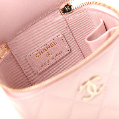 Chanel Iridescent Caviar Quilted Mini Pearl On Top Vanity Case With Chain Light Pink 8 of 10