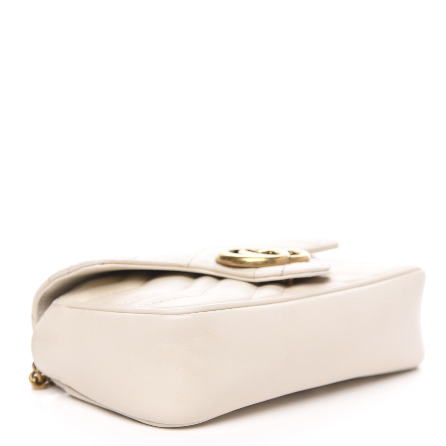 Calfskin Matelasse Super Mini GG Marmont Shoulder Bag White