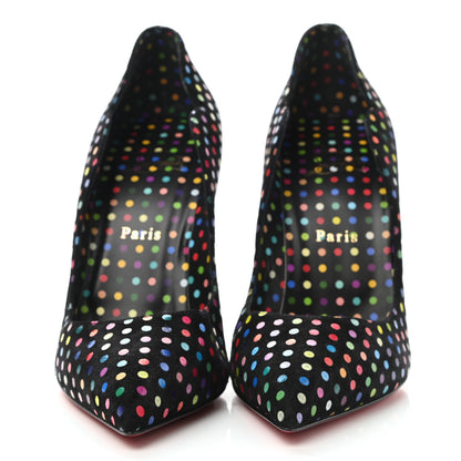 Christian Louboutin Suede Polka Dot Hot Chick 100 Pumps 39.5 Black Multicolor 2 of 8