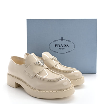 Prada Vernice Triangle 50mm Loafers 37.5 Avorio 6 of 12
