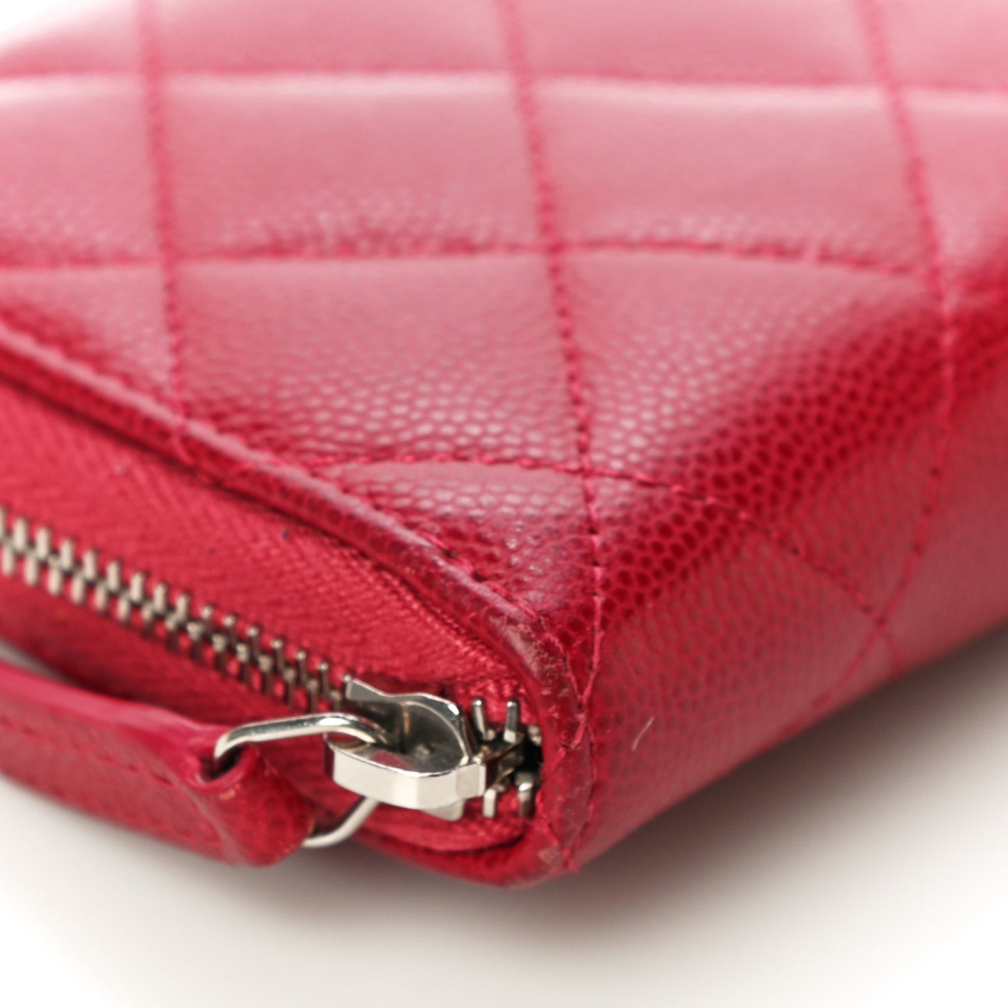 Caviar Quilted Medium Zip Around Wallet Red