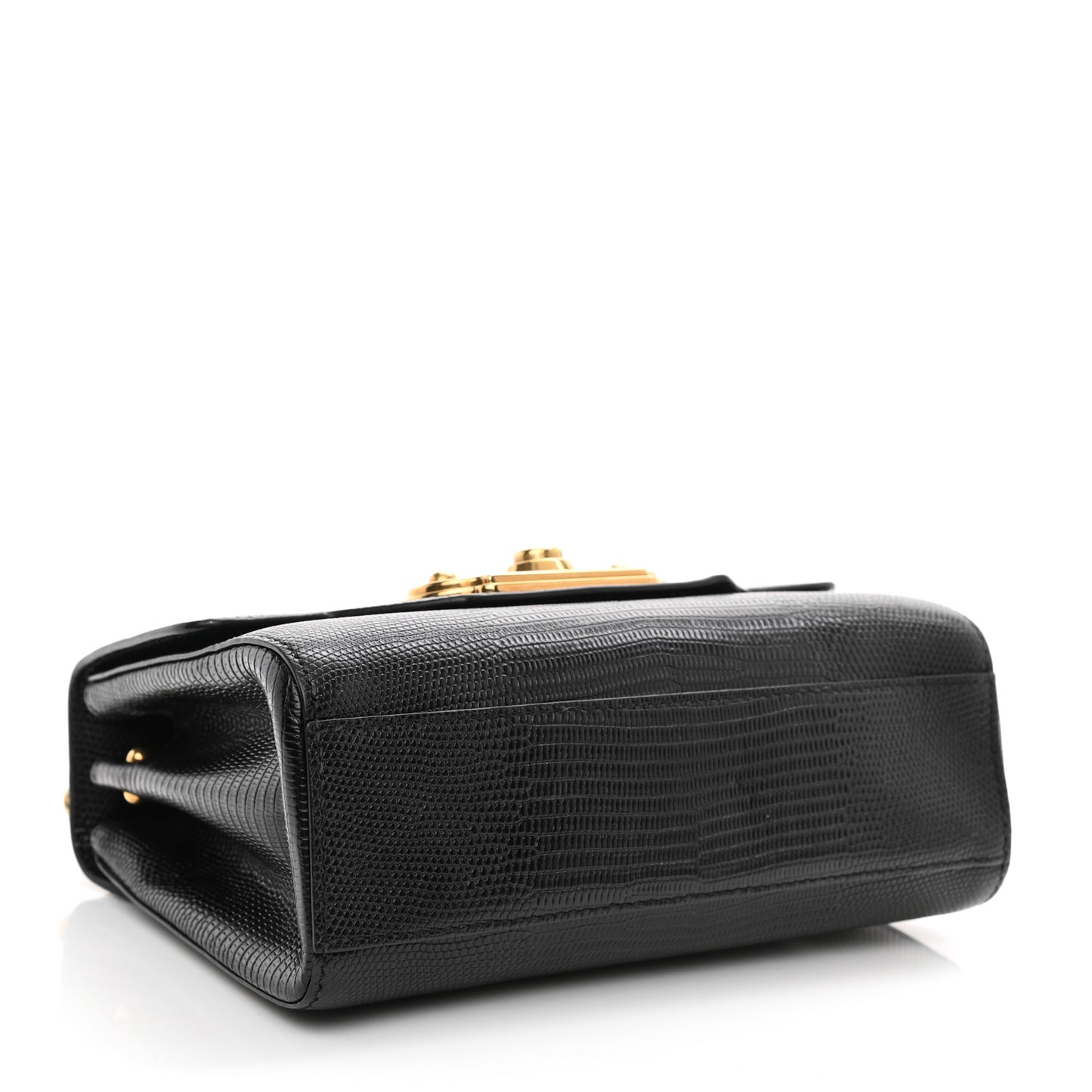 Iguana Calfskin Embossed Mini Welcome Crossbody Bag Black