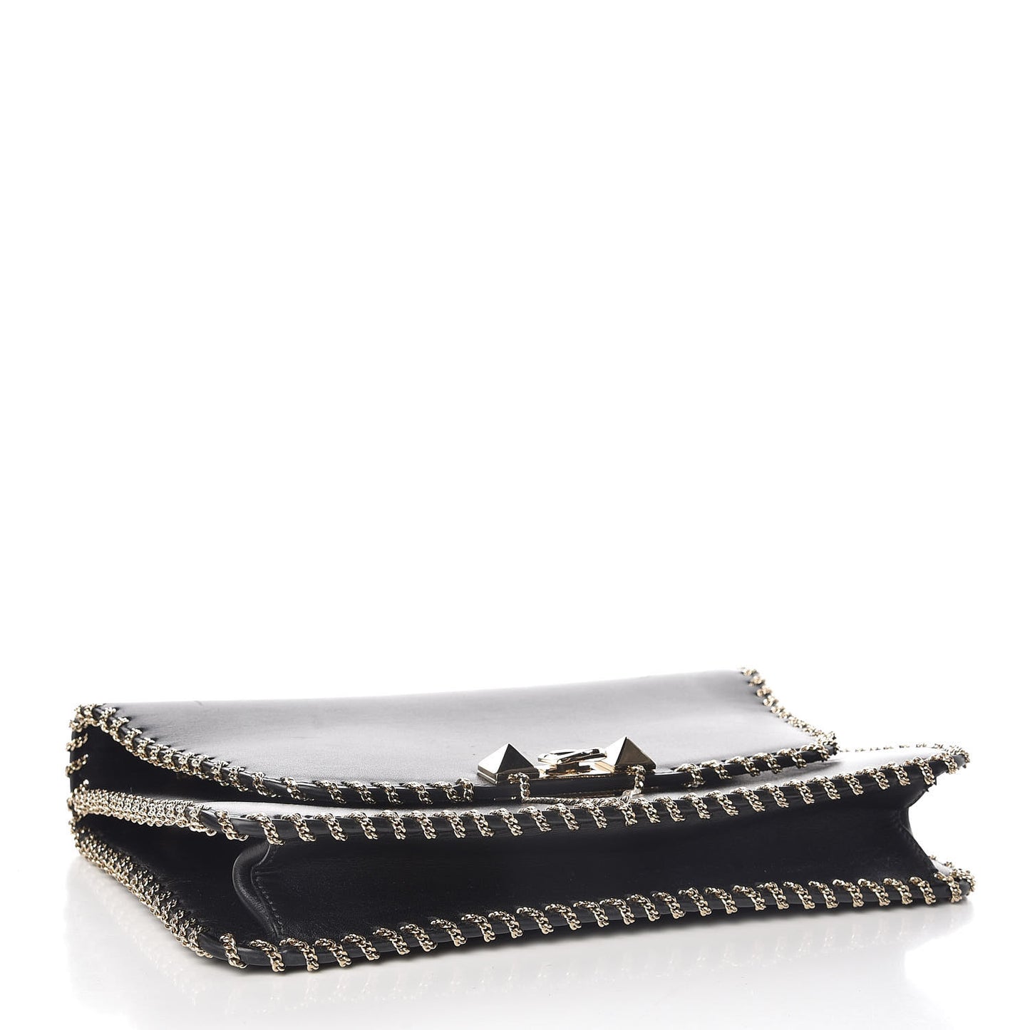 Calfskin Groumette Medium Rockstud Demilune Shoulder Bag Black