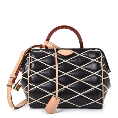 Louis Vuitton Lambskin Malletage Doc BB Black Natural 1 of 9
