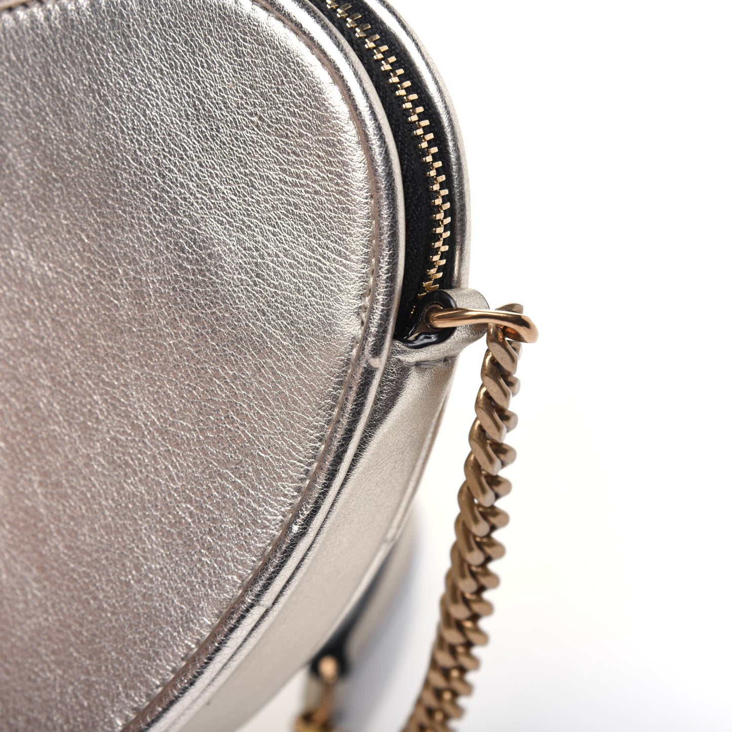 Metallic Calfskin Heart Monogram Crossbody Pale Gold