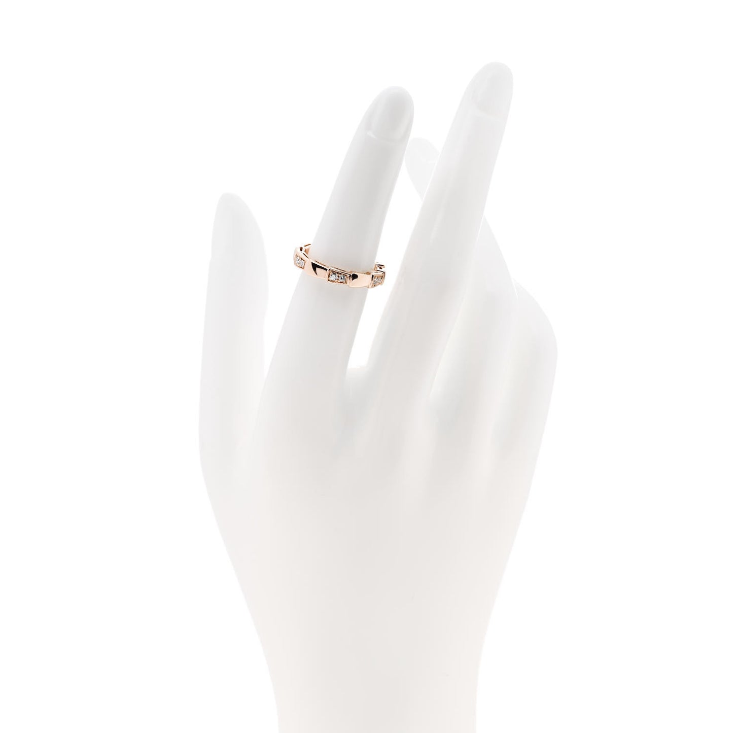 18K Rose Gold Diamond Serpenti Viper Ring 50 5.25