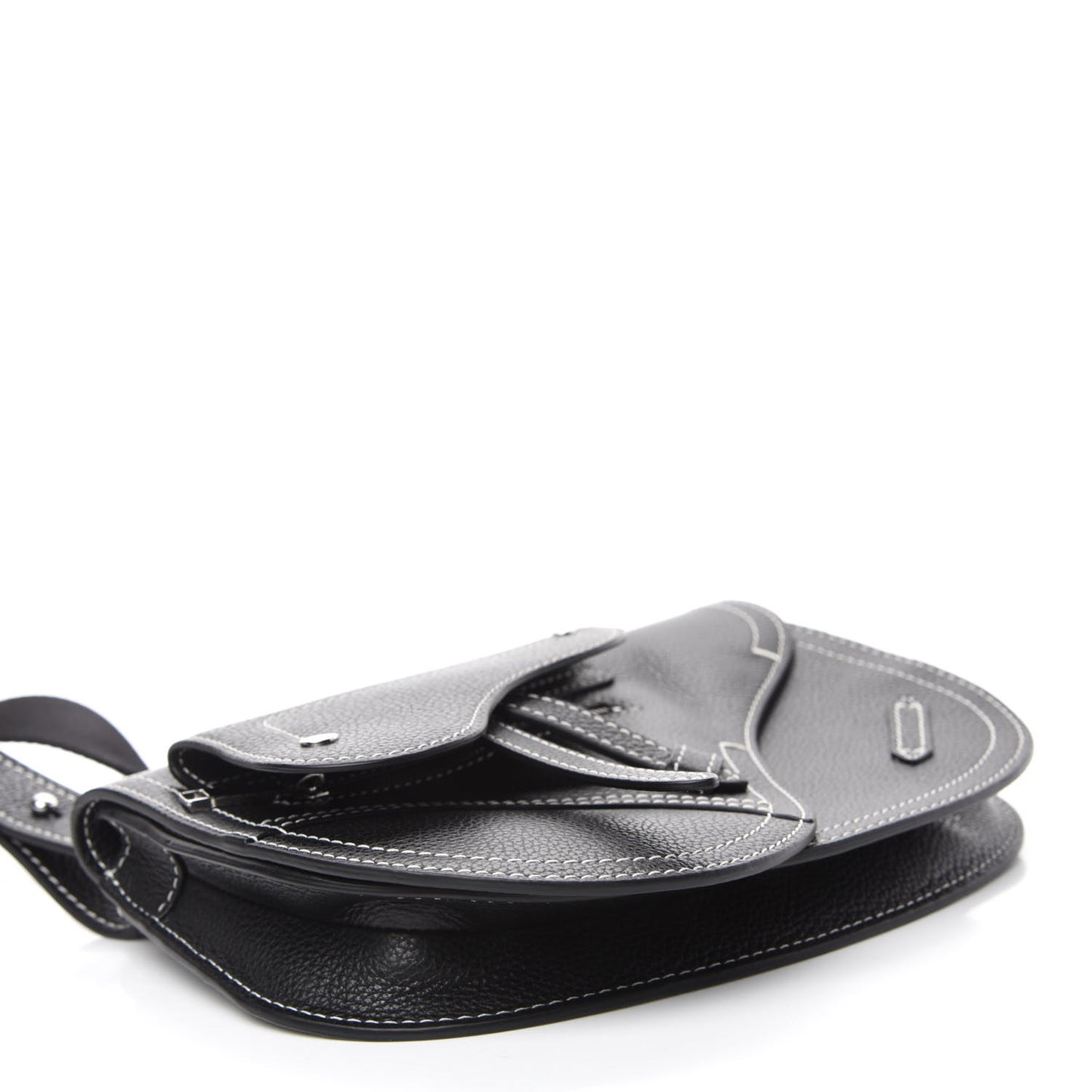 X KAWS Grained Calfskin Saddle Pouch Black