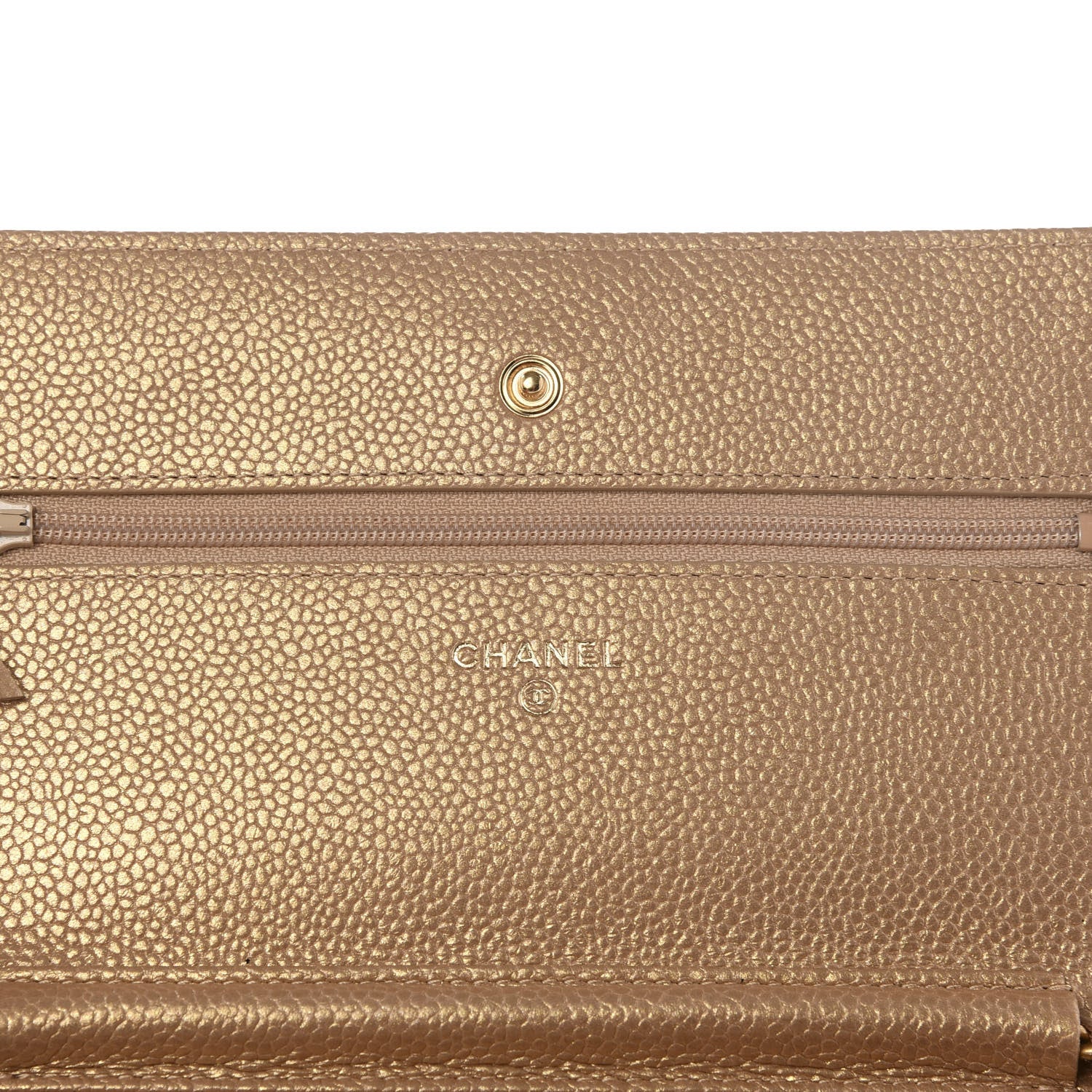 Chanel Pearly Caviar Quilted Wallet On Chain WOC Gold 5 of 10