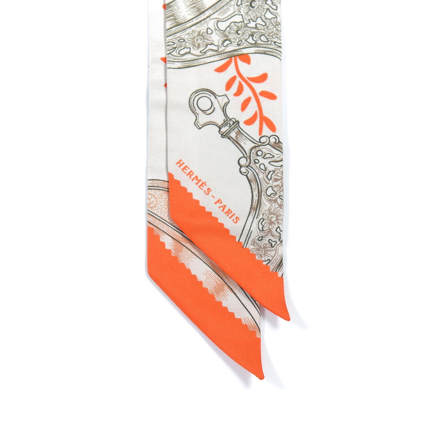 Hermes Silk Etriers Remix Twilly Verveine Orange Kaki 4 of 5