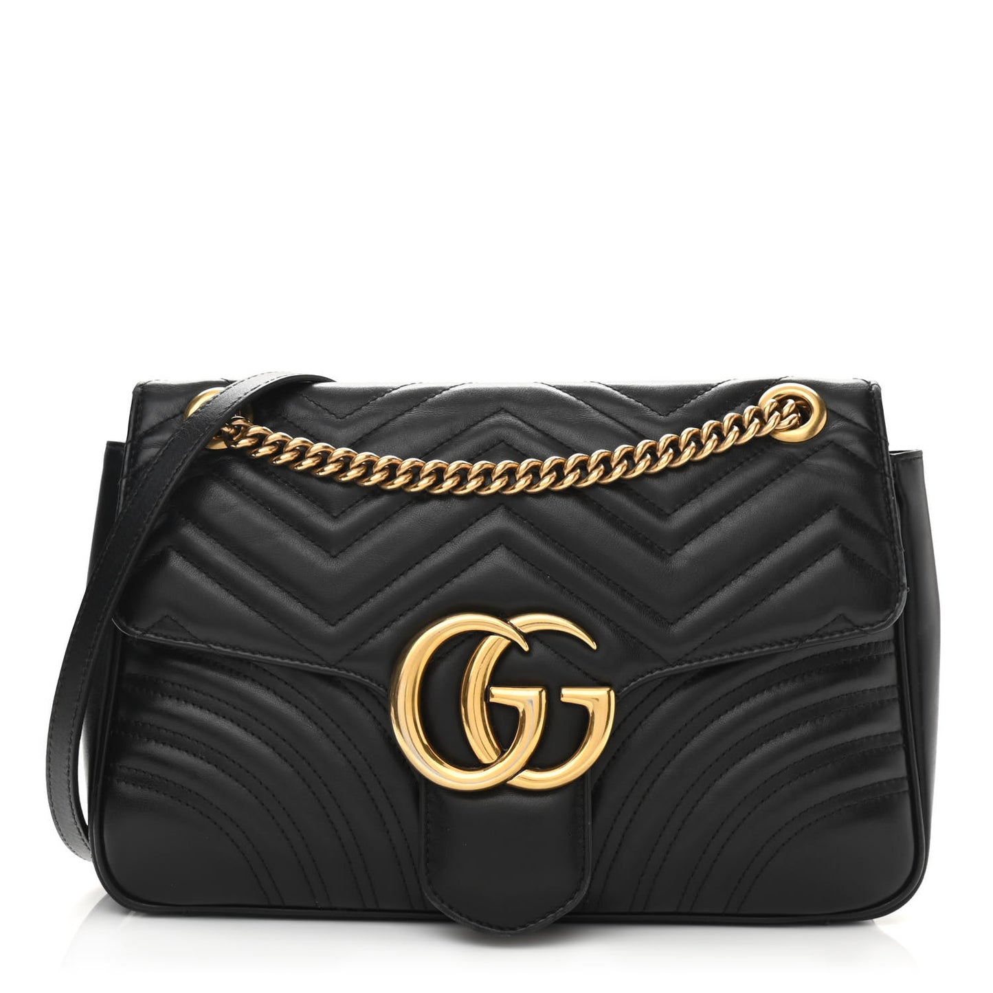 Calfskin Matelasse Medium GG Marmont Shoulder Bag Black