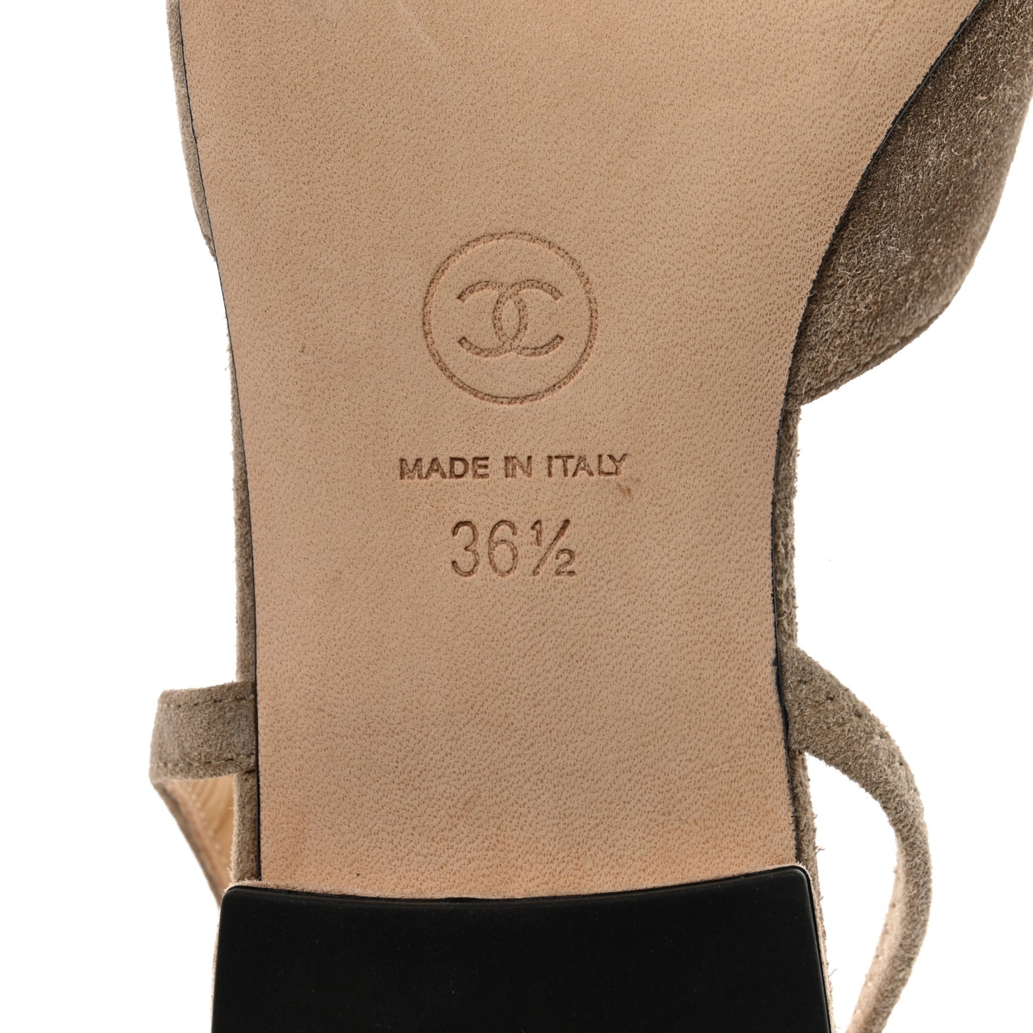 Suede Satin Cap Toe CC Slingback Sandals 36.5 Beige Black