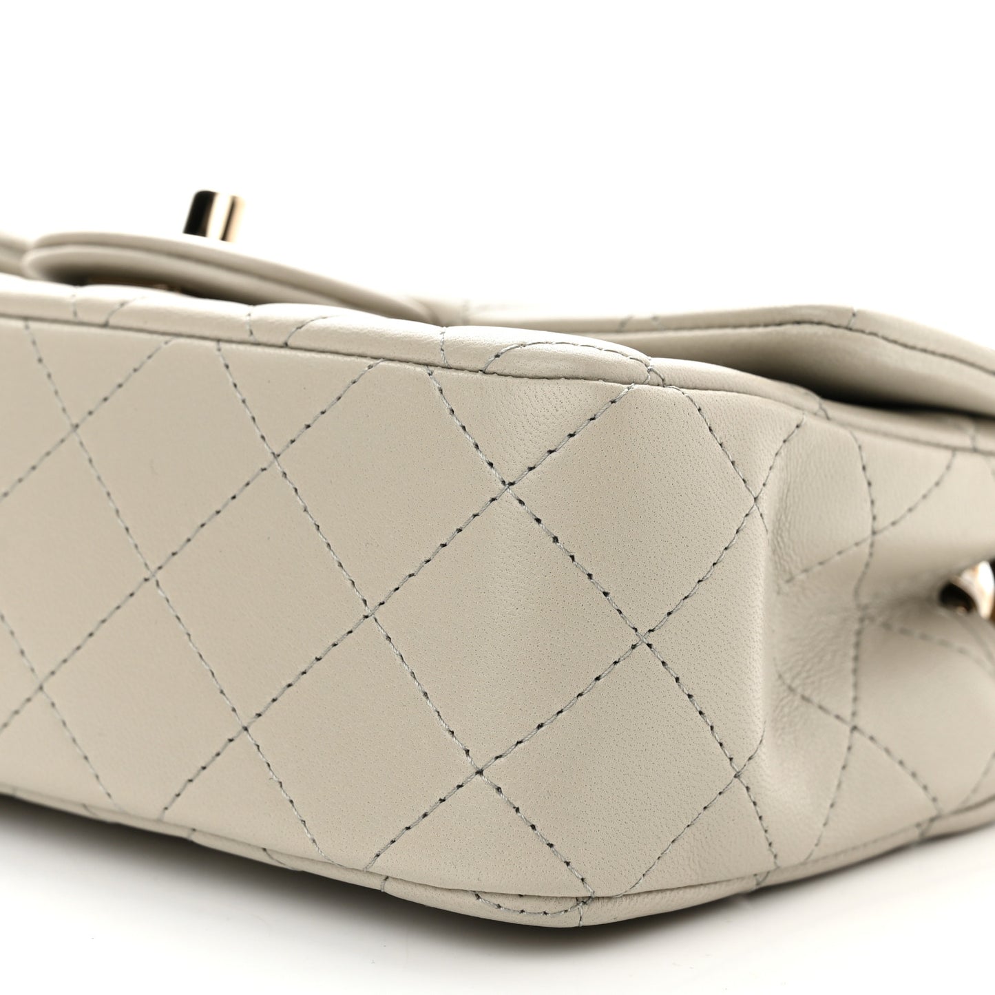 Lambskin Quilted Mini Rectangular Flap Grey