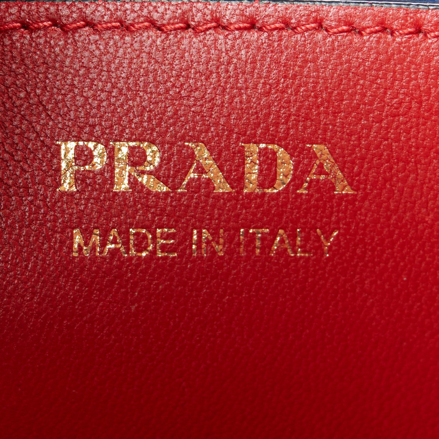 Prada Saffiano Cuir Medium Panier Bucket Bag Bleuette Fuoco 6 of 11