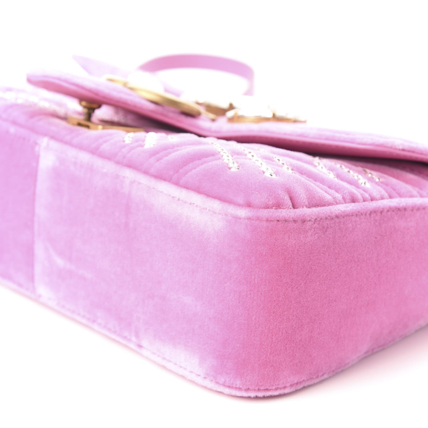 Velvet Matelasse Marquise Crystals Embroidered Small GG Marmont Shoulder Bag Malva
