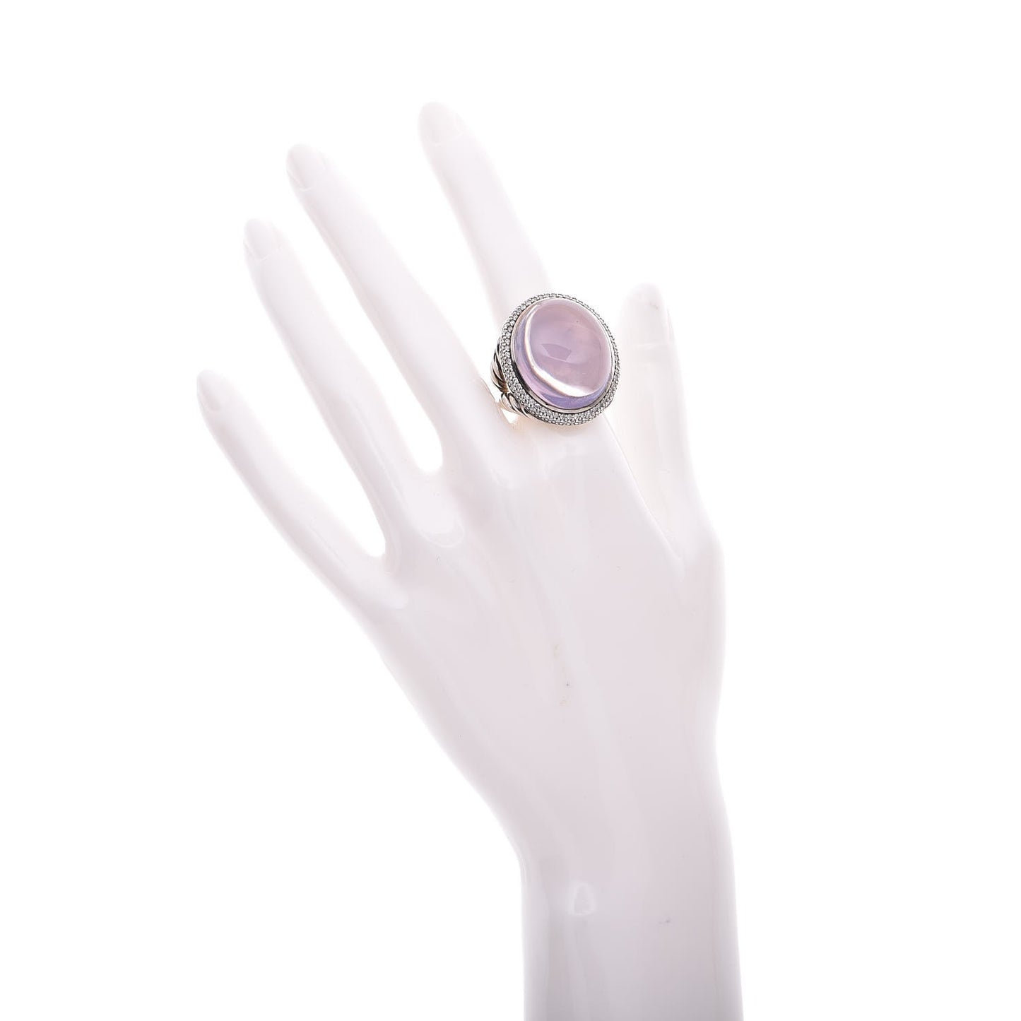 Sterling Silver Pink Agate Diamond Signature Oval Ring 55 7.25
