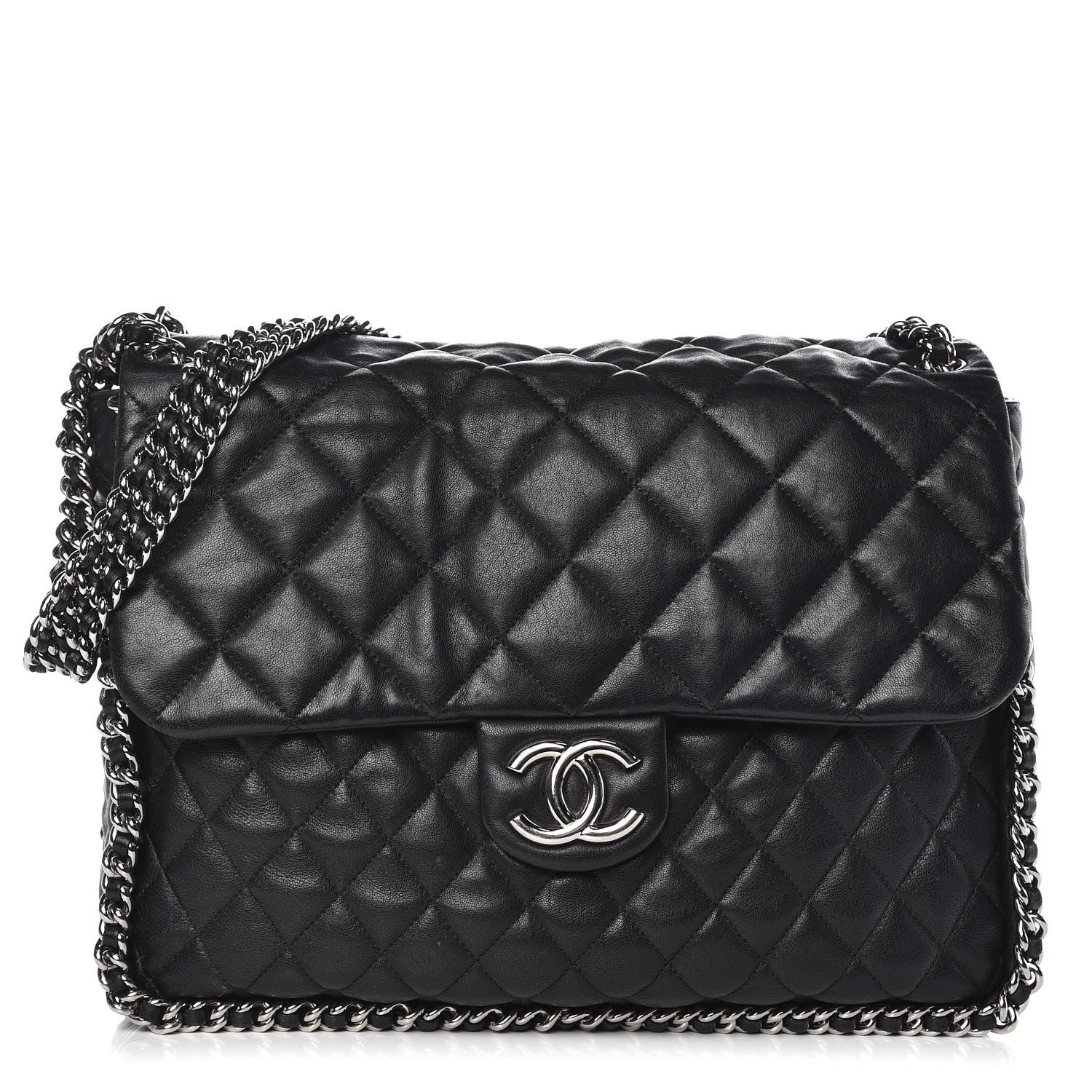 Chanel Washed Lambskin Quilted Maxi Chain Around Flap Black 1 of 16