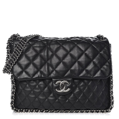 Chanel Washed Lambskin Quilted Maxi Chain Around Flap Black 1 of 16