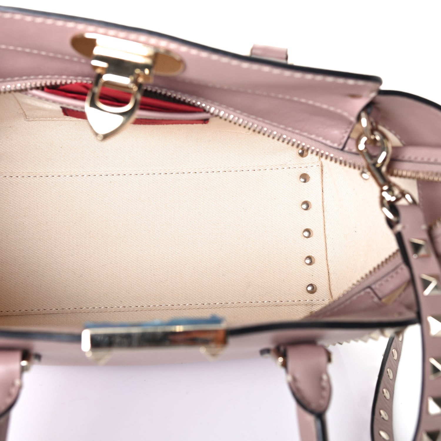 Valentino Garavani Vitello Mini Rockstud Double Handle Tote Poudre 4 of 4