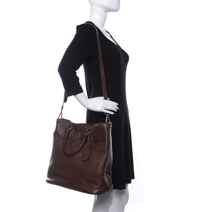 Prada Vitello Daino Side Zip Tote Tabacco 2 of 9