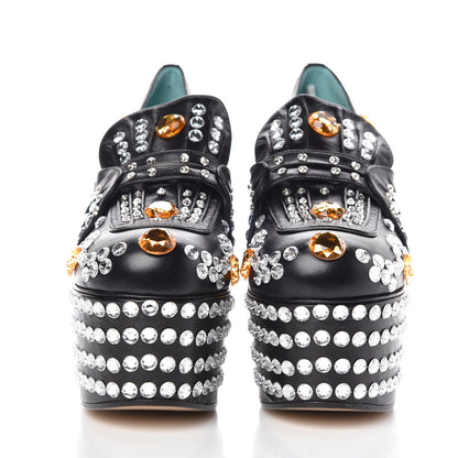 Gucci Malaga Kid Crystal Amilna Platform Loafer 38 Black 2 of 7