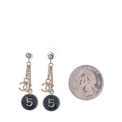 Chanel Enamel N°5 CC Drop Earrings Blue Gold 2 of 3