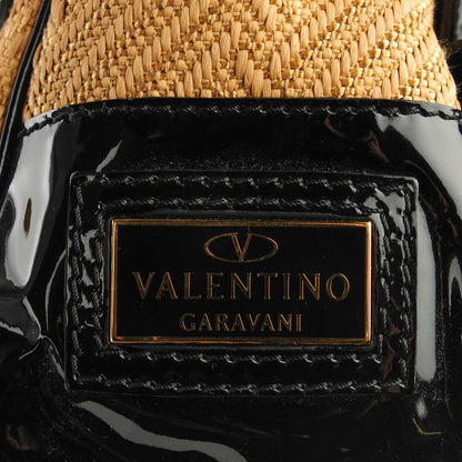 Valentino Garavani Woven Straw Patent Histoire Black 8 of 8