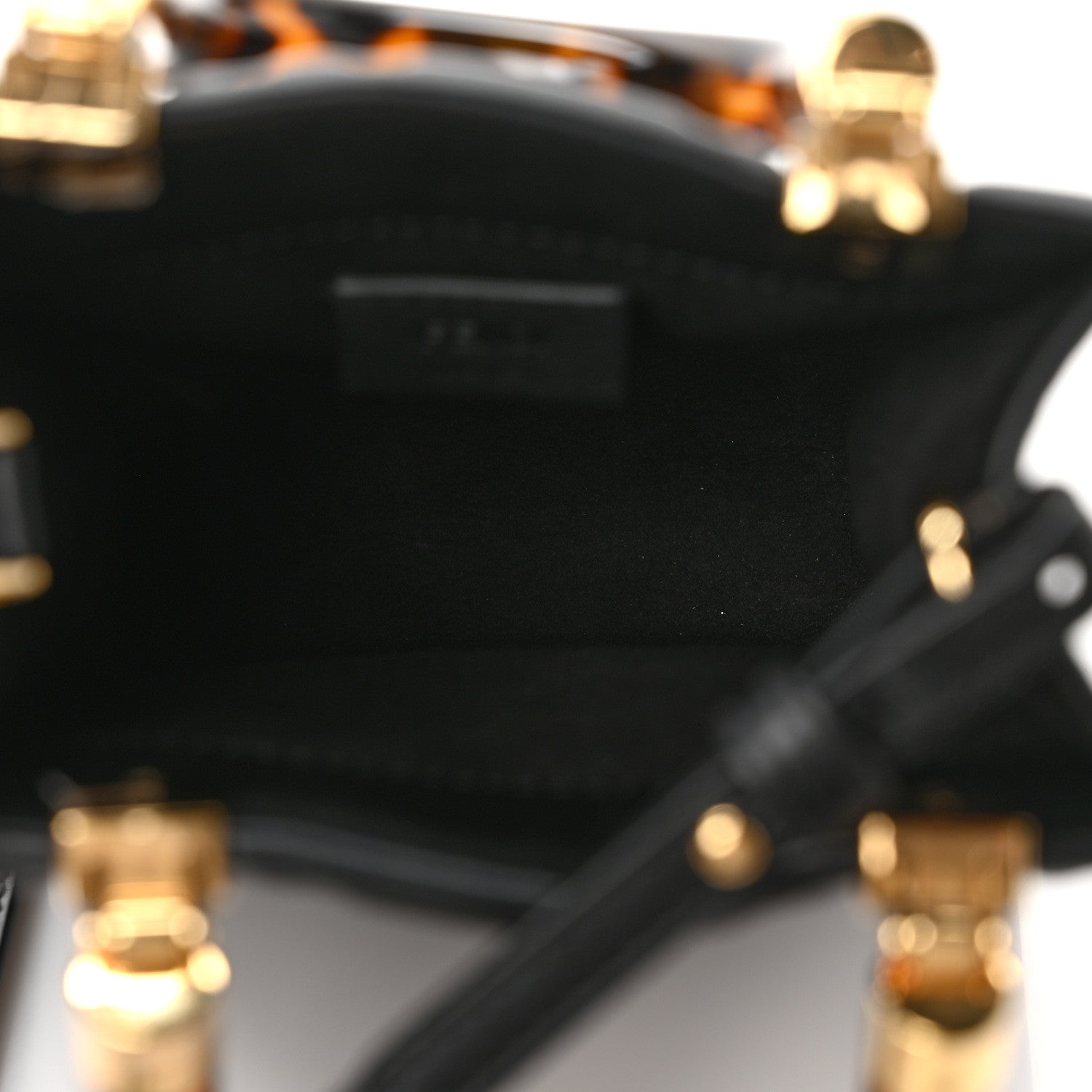 Fendi Vitello Plexiglass FF Embossed Mini Fendi Sunshine Shopper Tote Black 5 of 9