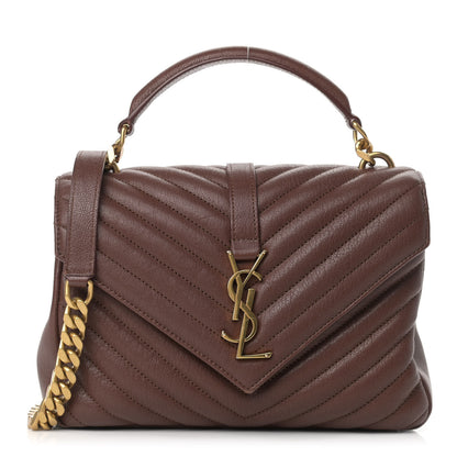 Saint Laurent Calfskin Matelasse Chevron Monogram Medium College Bag Old Brandy 1 of 12
