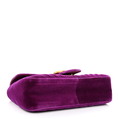 Gucci Velvet Matelasse Small GG Marmont Shoulder Bag Fuchsia Violet Cyclamen 4 of 13