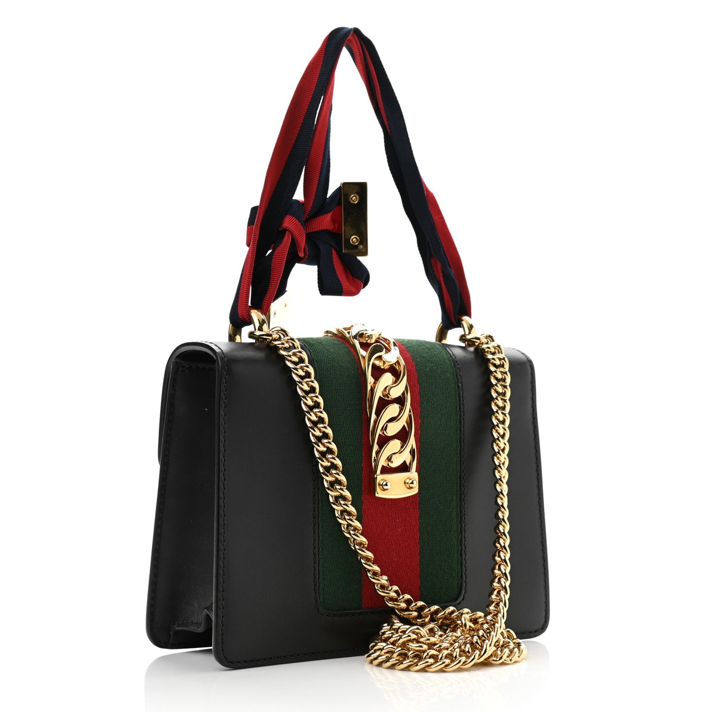 Calfskin Mini Sylvie Chain Shoulder Bag Black