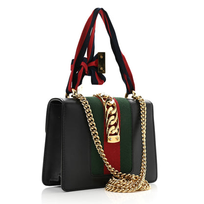 Gucci Calfskin Mini Sylvie Chain Shoulder Bag Black 3 of 14
