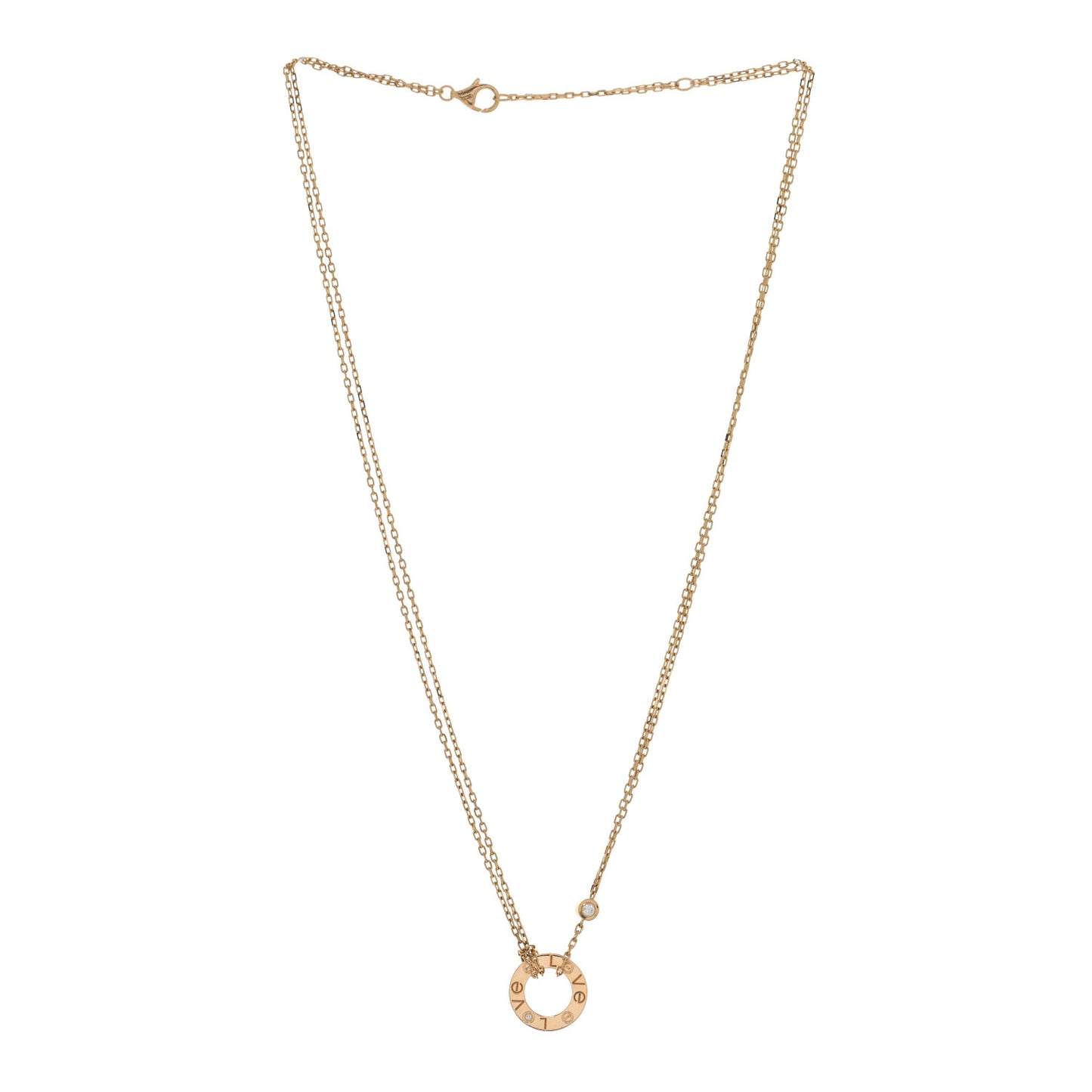 18K Yellow Gold 2 Diamond LOVE Necklace