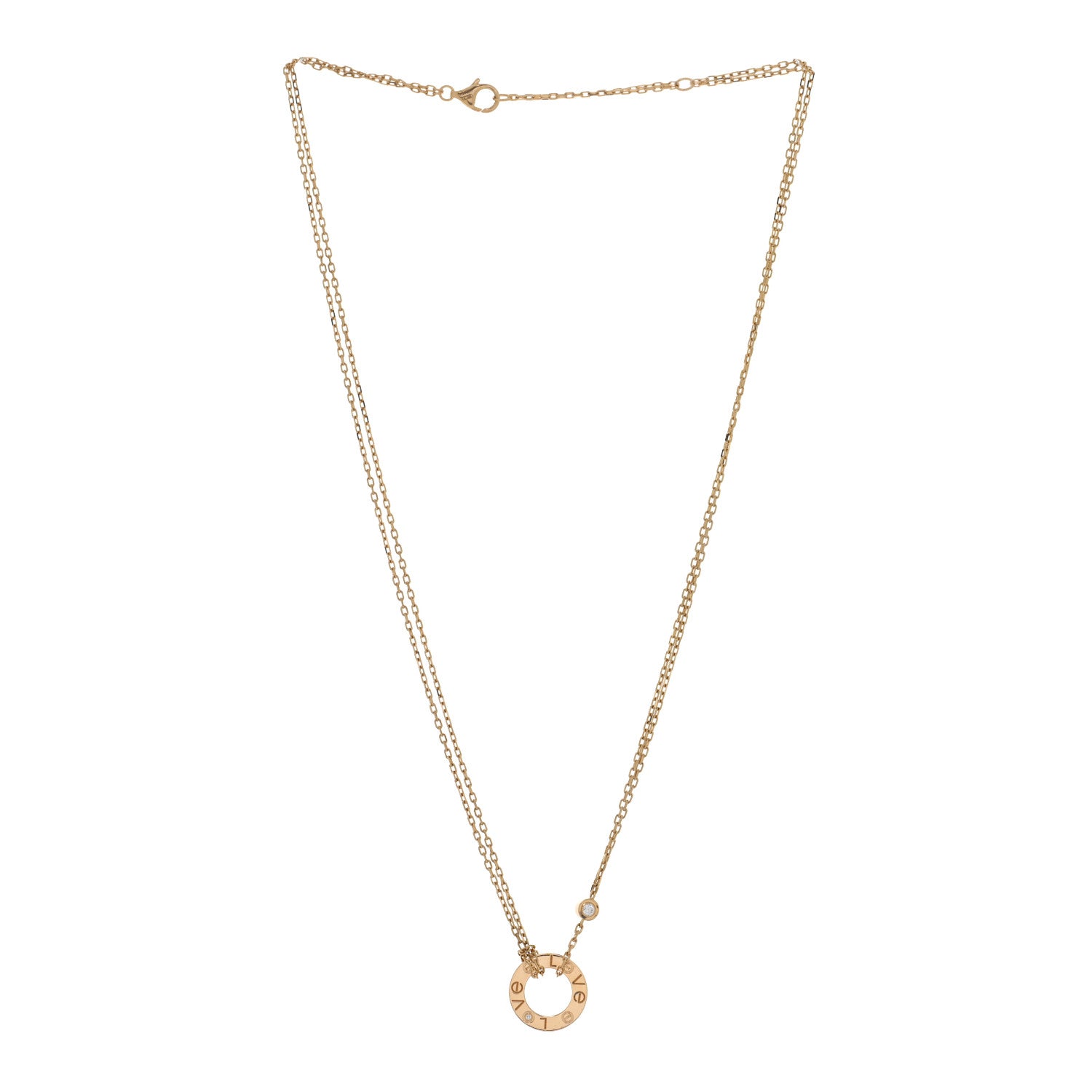 Cartier 18K Yellow Gold 2 Diamond LOVE Necklace 3 of 4