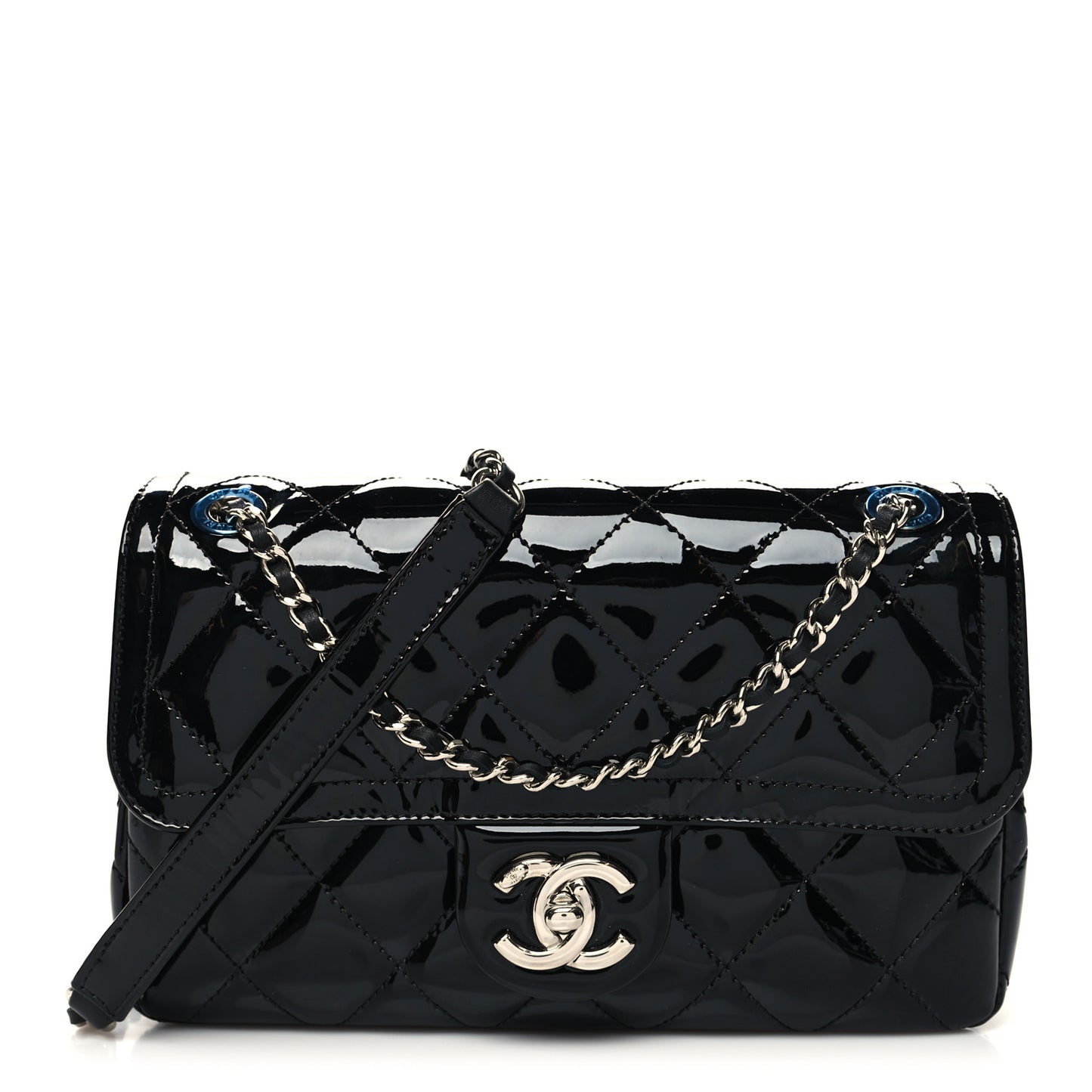 Patent Quilted Small Coco Shine Flap Black