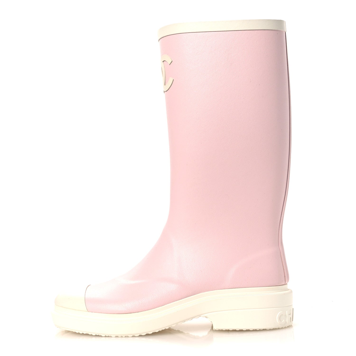 Chanel Caoutchouk CC High Boots 36 Light Pink White 1 of 11