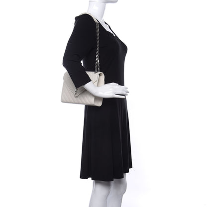 Saint Laurent Grain De Poudre Textured Mixed Matelasse Medium Triquilt Monogram Satchel Porcellana 2 of 10