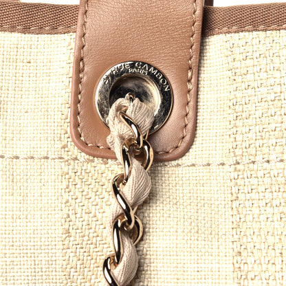 Chanel Straw Raffia Calfskin Striped Large Deauville Tote Beige 5 of 6