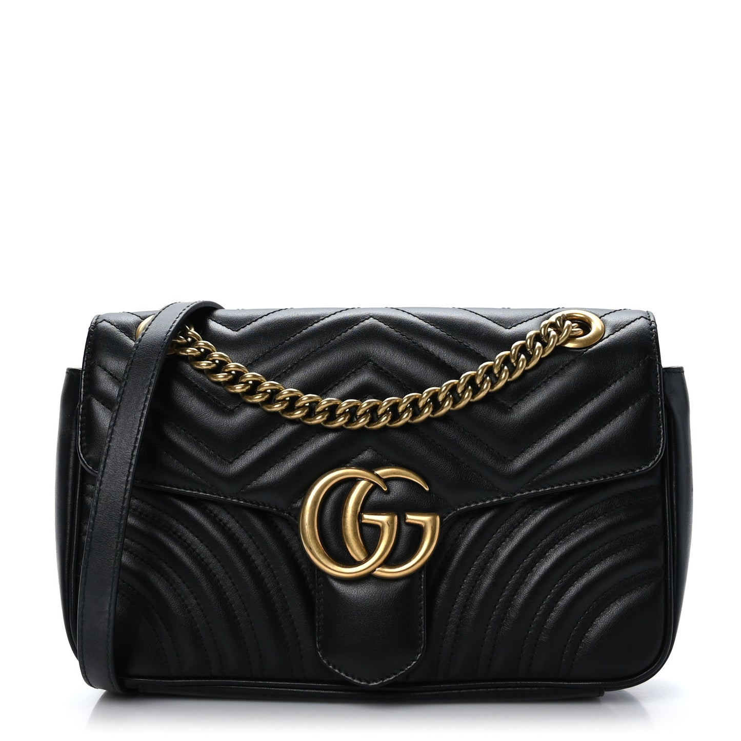 Calfskin Matelasse Small GG Marmont Shoulder Bag Black