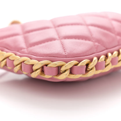 Chanel Lambskin Quilted Chain Around Top Handle Mini Bag Pink 9 of 10