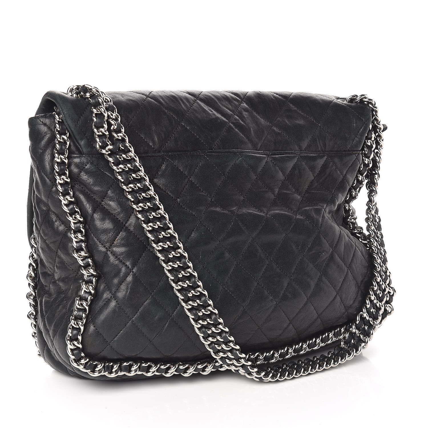 Chanel Washed Lambskin Quilted Maxi Chain Around Flap Black 3 of 14