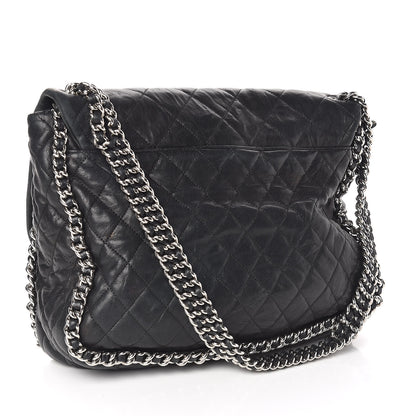 Chanel Washed Lambskin Quilted Maxi Chain Around Flap Black 3 of 14