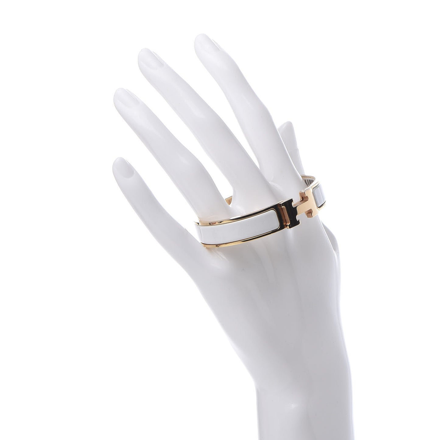 Enamel Narrow Clic Clac H Bracelet PM White