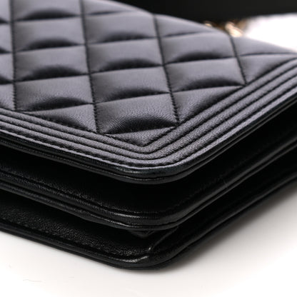 Chanel Lambskin Quilted Boy Wallet On Chain WOC Black 9 of 9